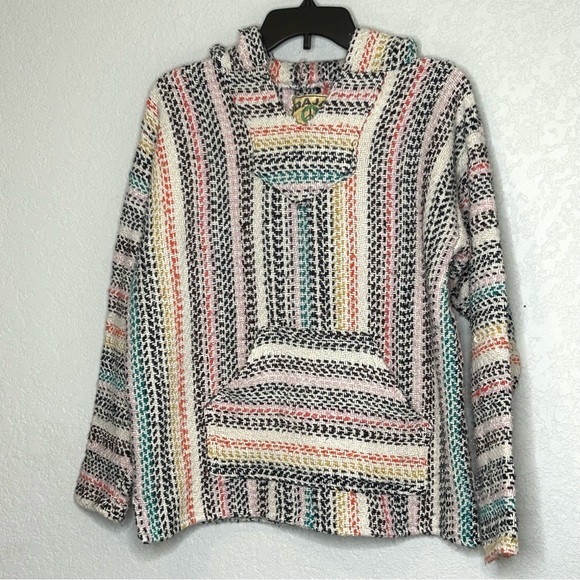 Women BAJA JOE Small Knit Hoodie Pullover Multicolor Sweater - Picture 2 of 13